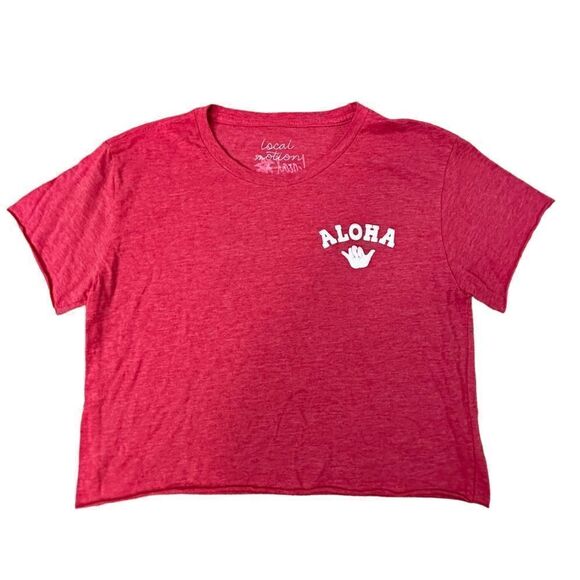 Local Motion ~ Red heather cut short ~ cropped ~ lightweight ~ size Medium - Picture 1 of 8